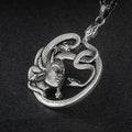 Gothic Medusa Serpent Pendant Necklace — Vintage Silver