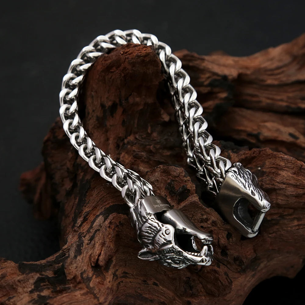 Viking Wolf Head Bracelet